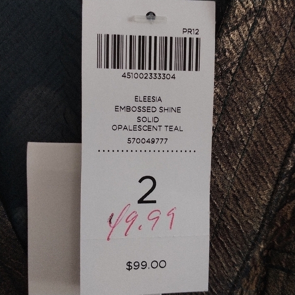 Chico's Eleesa Embossed Shine Copper/Bronze Opalescence  Semi Fitted Top 2 M - Picture 6 of 14